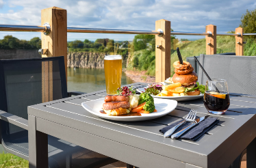 Restaurant by a lake